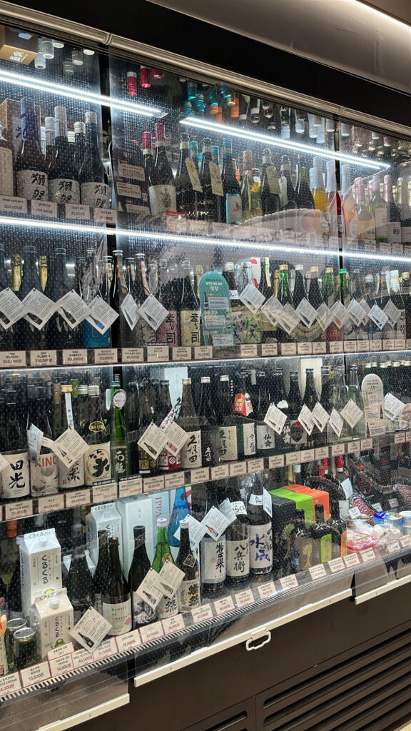 Chilled wines and sake selection inside the chilling zone at WINE PICKS