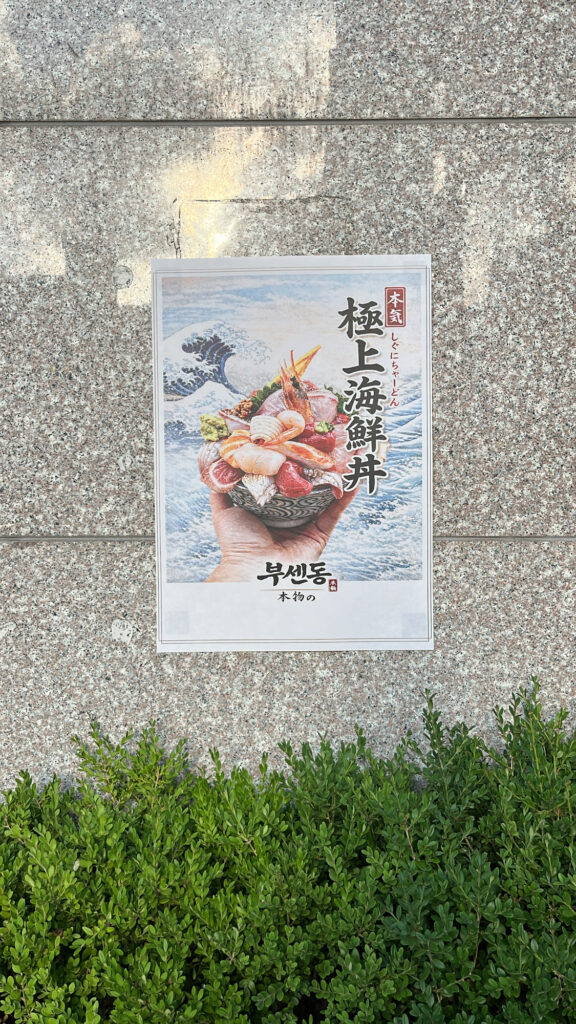 Busendong Gwangalli poster showing fresh sashimi bowl Busan