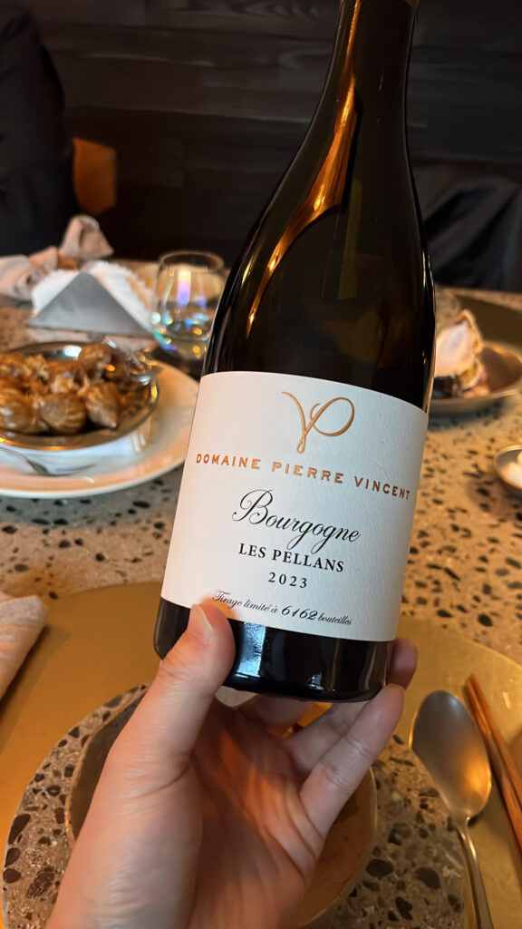 Domaine Pierre Vincent Bourgogne wine bottle pairing at Moment Local Busan