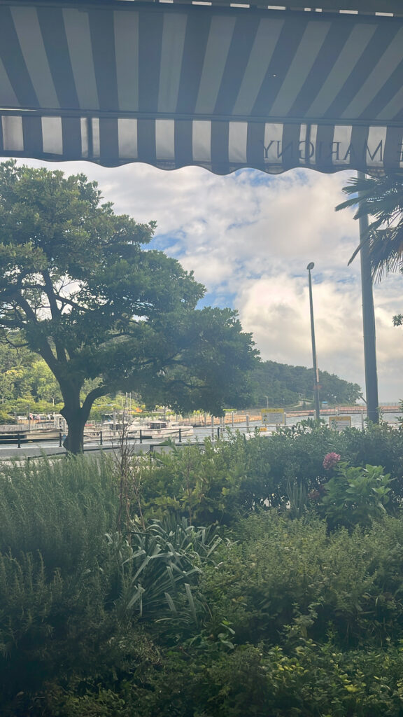 De Marigny Busan garden view looking out to the harbor