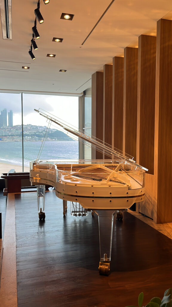 Grand piano with Haeundae ocean view inside The Westin Josun Busan
