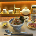 Signature Giyohang Japanese Kaisendon seafood rice bowl set served with fresh appetizers at Shilla Stay Haeundae