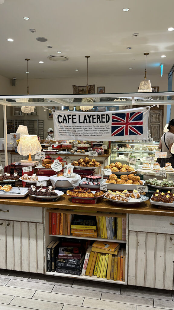Main table display filled with freshly baked scones and desserts