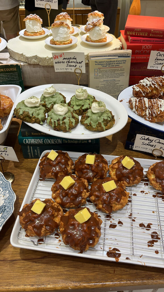 Close-up of freshly baked dessert scones at Cafe Layered Centum