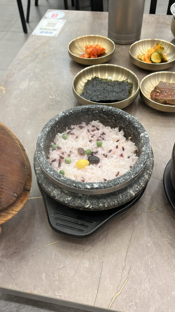 Freshly cooked hot stone pot rice served for BEXCO breakfast restaurant guests