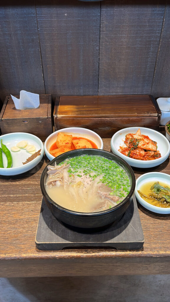 Geuksang rich broth pork soup served at EomYongBaek Doejigukbap Haeundae