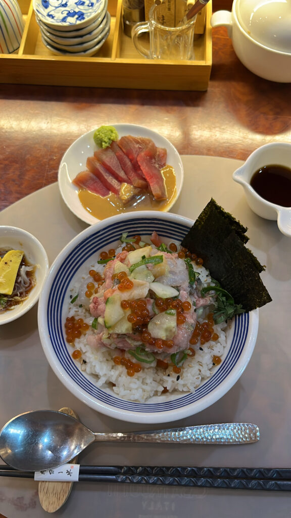 Signature Giyohang seafood bowl loaded high with fresh minced seafood