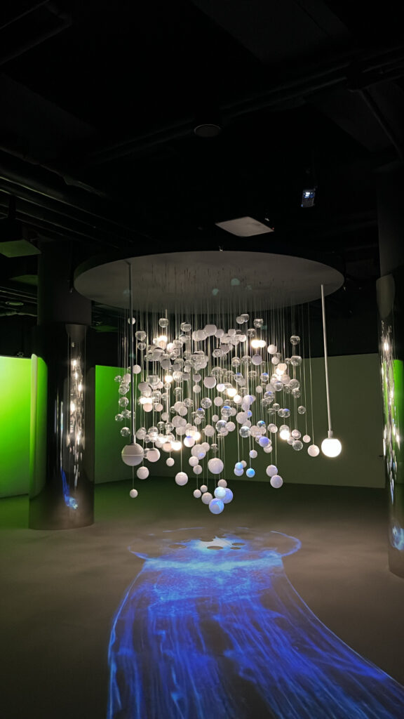 Contemporary art and media display inside the on-site exhibition hall