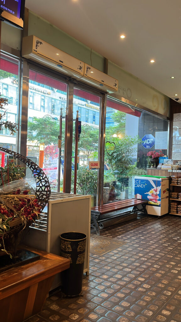Counter area of Saeng Saeng Nakji with traditional Korean snacks