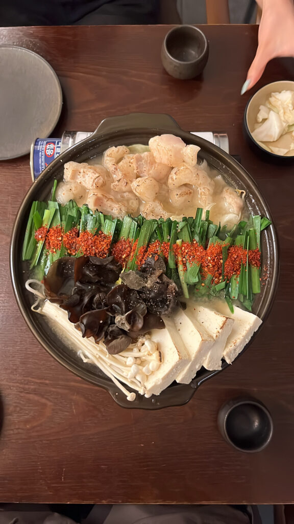 Authentic Japanese Motsunabe hotpot dish at Kuchiga Busan