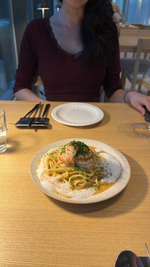 Signature pasta dish demonstrating culinary craftsmanship by a former Michelin restaurant chef