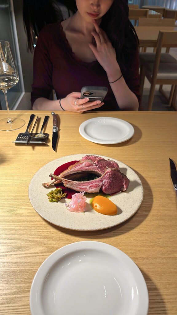 Gourmet lamb steak platter dish served during dining at Sobae Busan