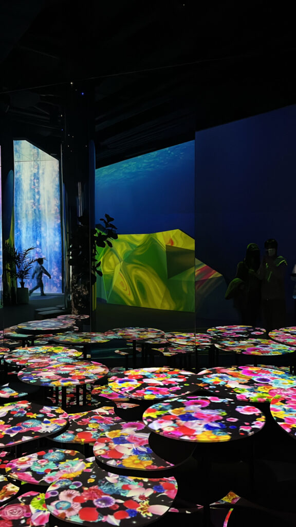 Immersive colorful digital art installation inside Ananti Cove resort