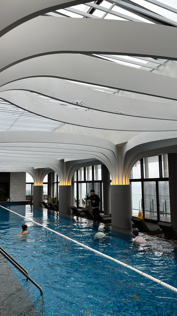 Private 10th-floor indoor swimming pool accessible via 9th-floor elevator