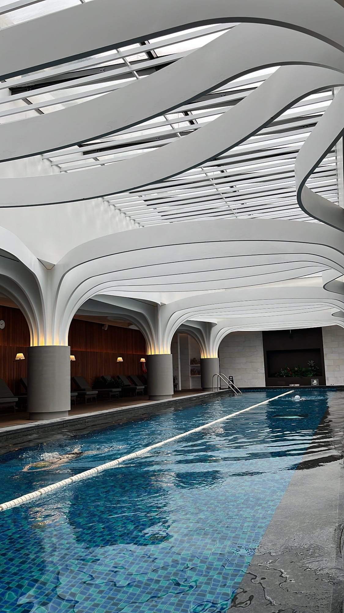 Techo y pasillos de diseño arquitectónico de la piscina cubierta de la décima planta