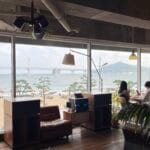 Panoramic ocean view of Gwangan Bridge from Working Holiday Brunch Cafe Busan