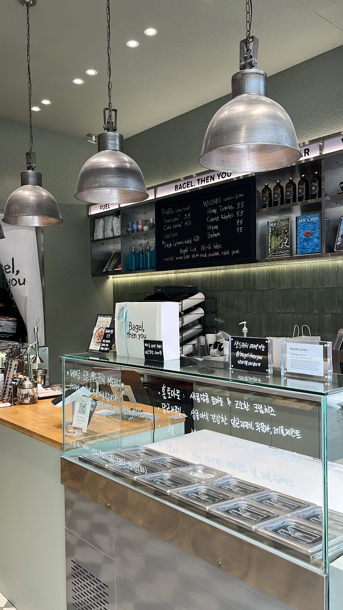 Compact and stylish bakery takeaway interior counter at Bagel Then You Busan Centum