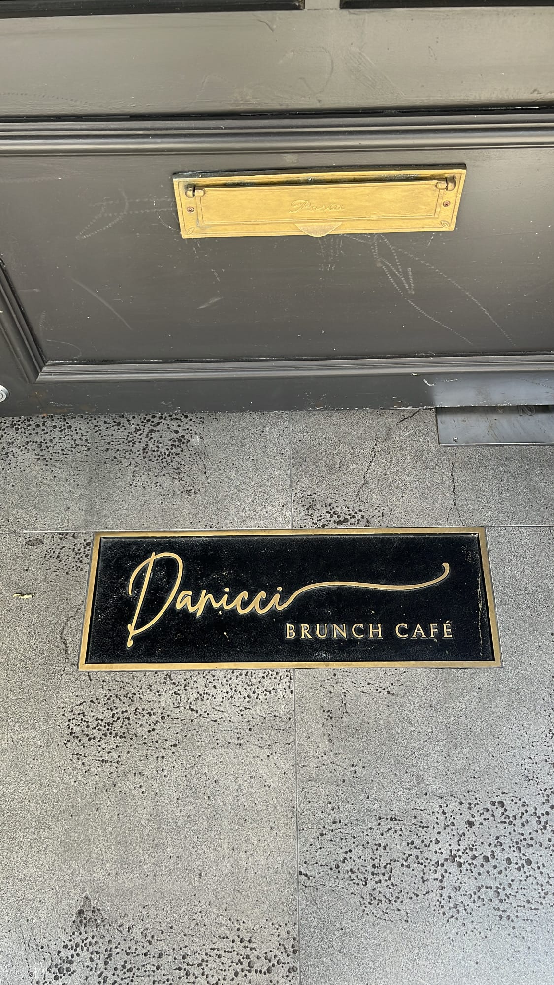 Danicci elegant brass welcome logo plate on entrance floor