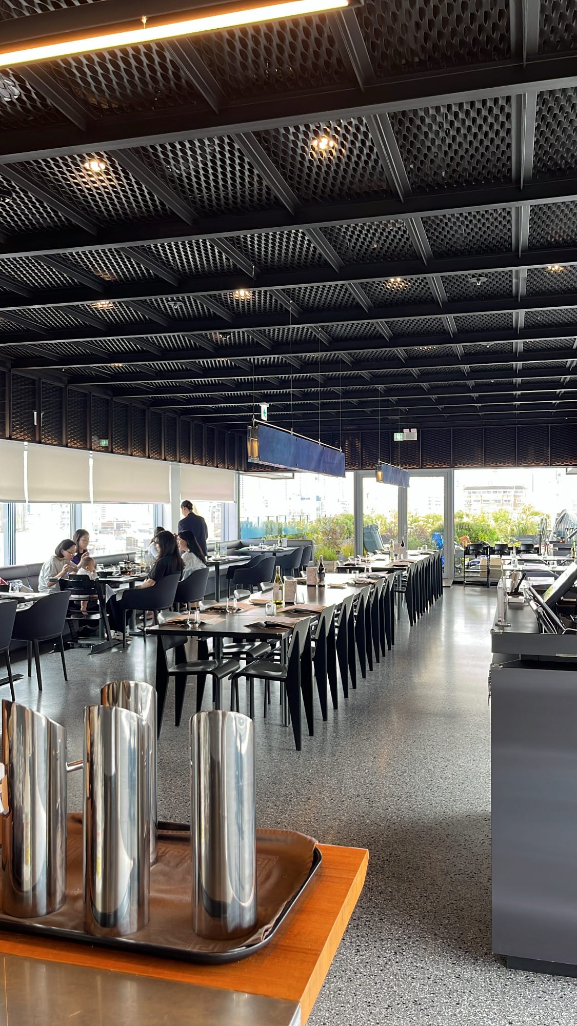 Spacious and stylish main dining hall at Michael's Urban Farm Table Busan