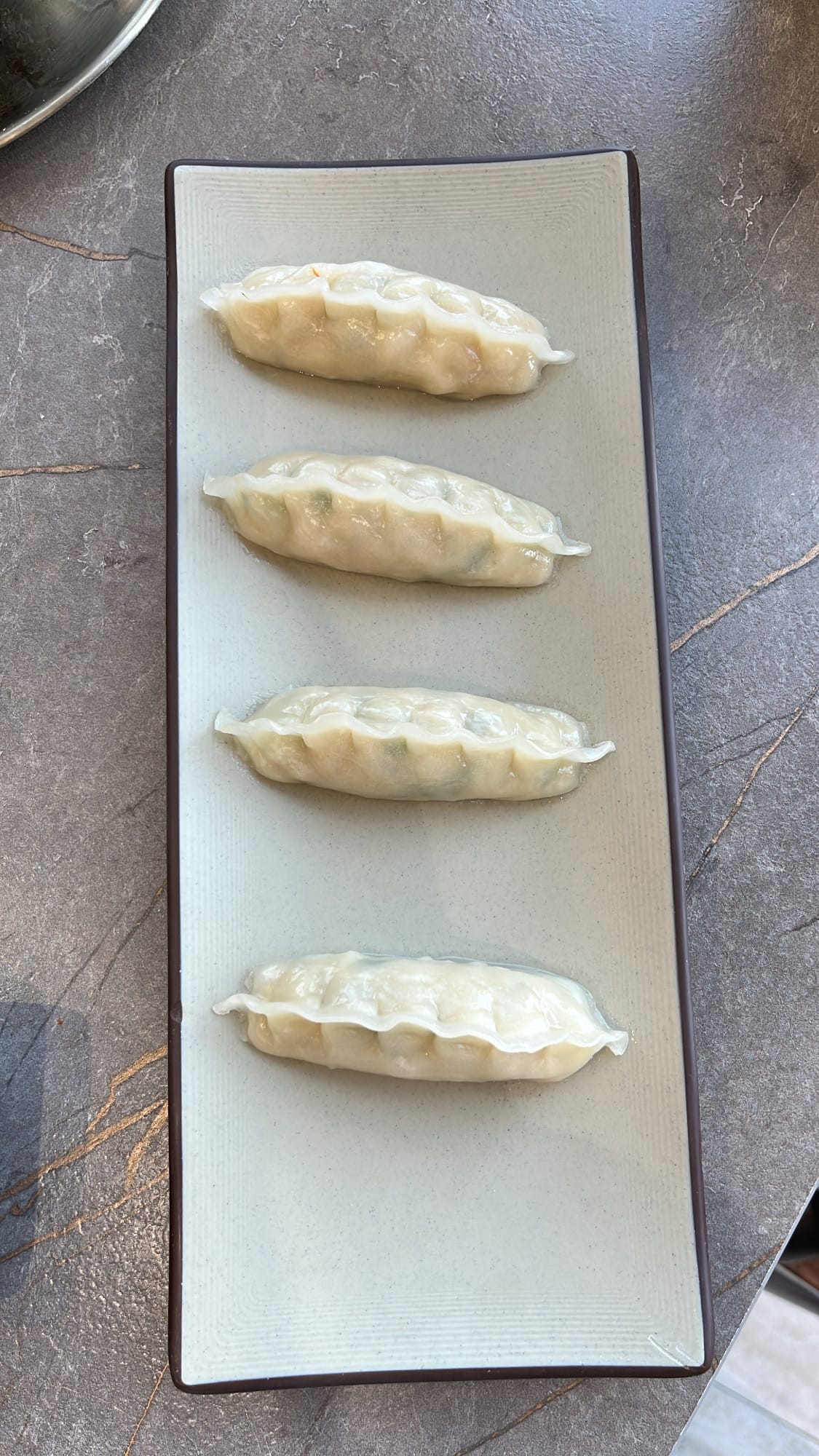 Steamed shrimp dumplings received from customer review event