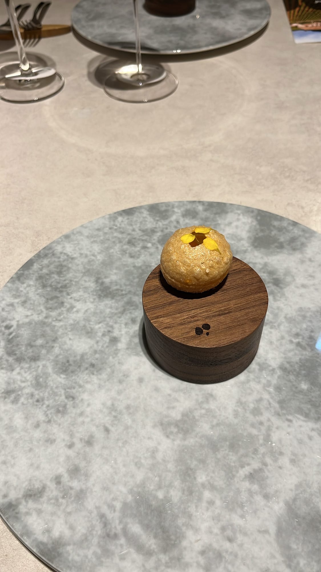 Savory gougère puff amuse-bouche at Ramsey Busan