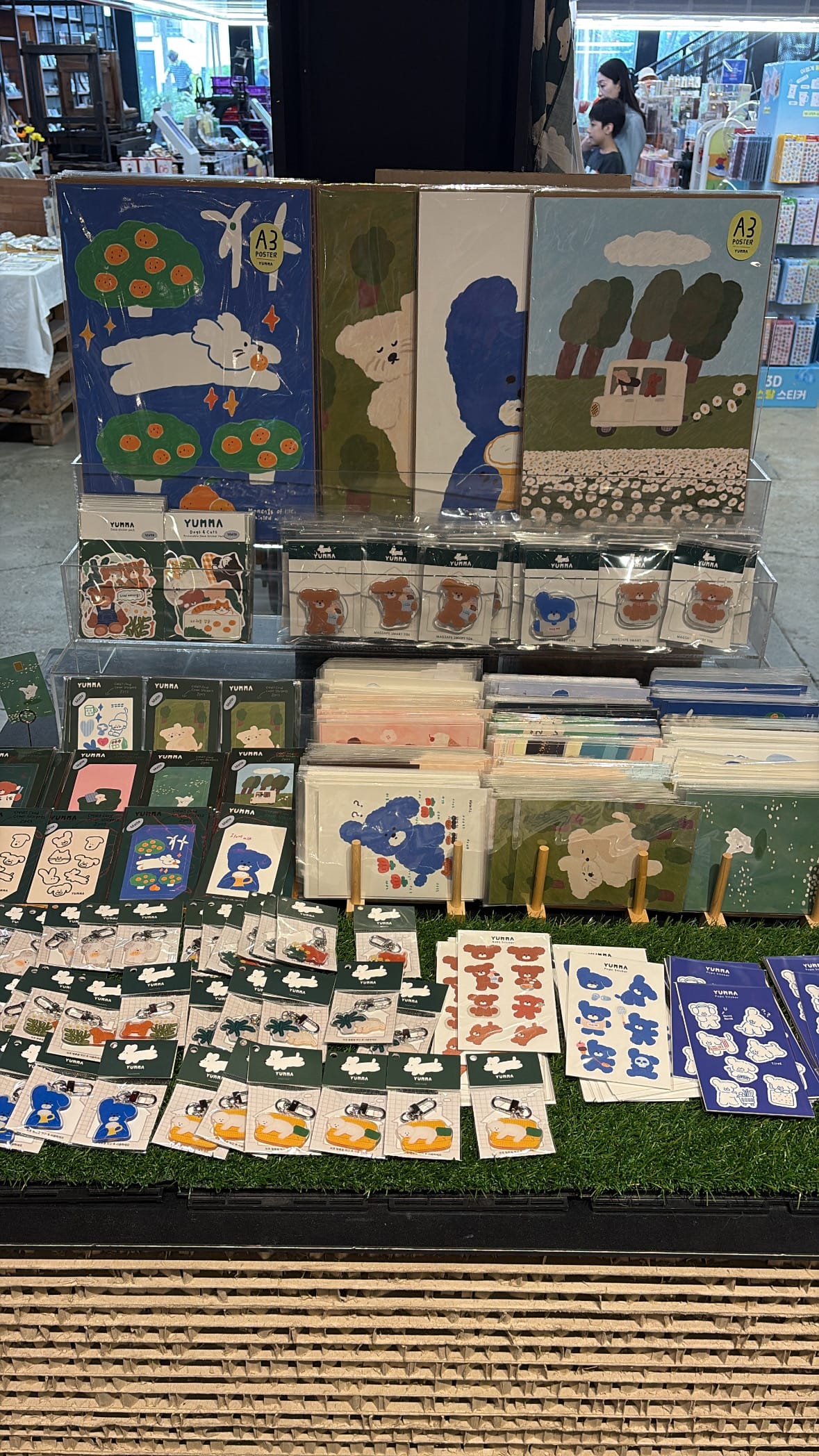Colorful character postcards and cute stationery items at YES24 Busan