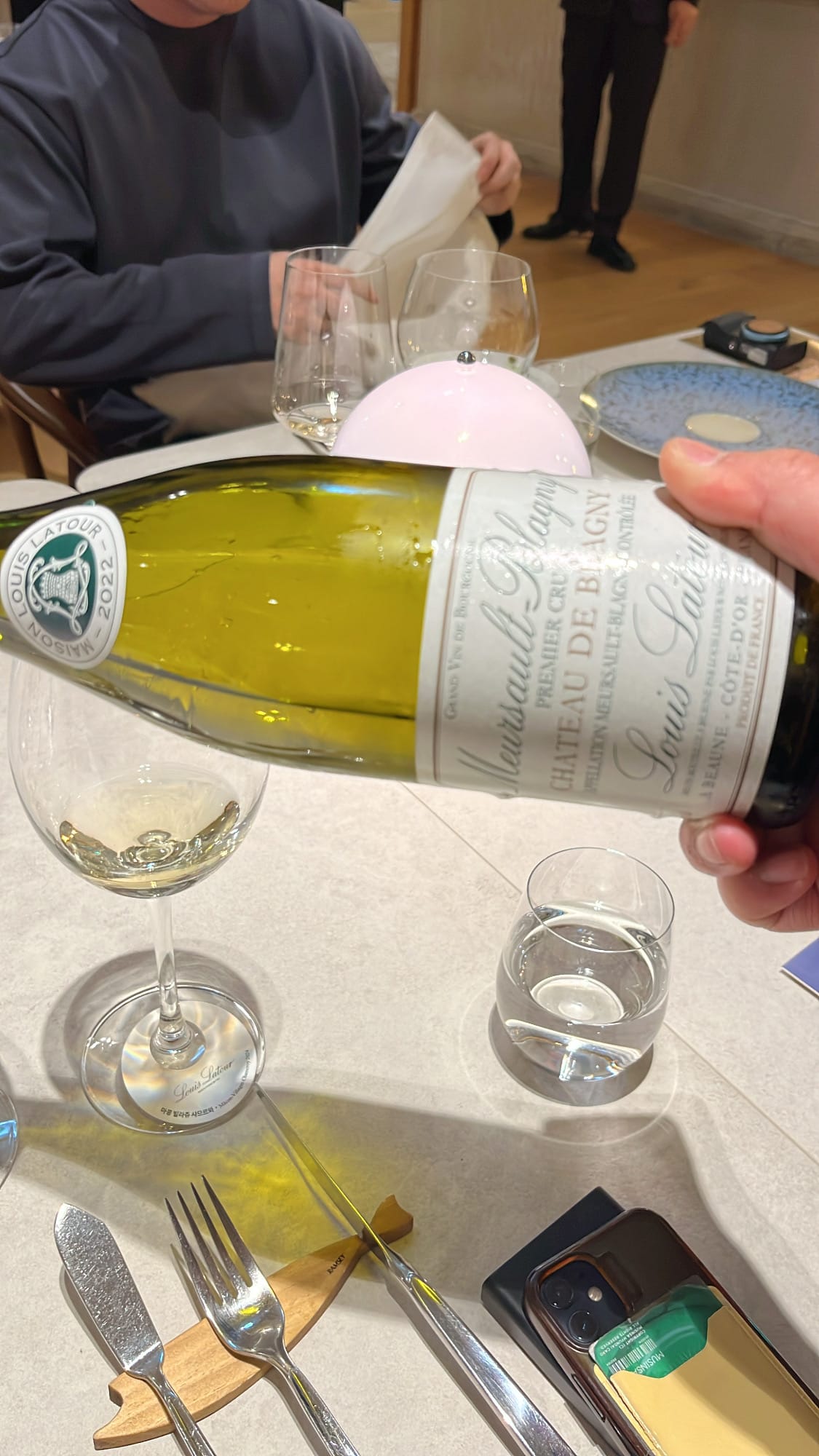 Louis Latour Meursault white wine poured at Ramsey Busan