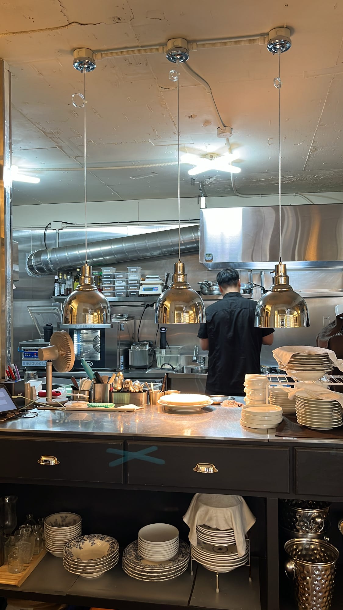 Danicci owner chef cooking attentively in modern open kitchen