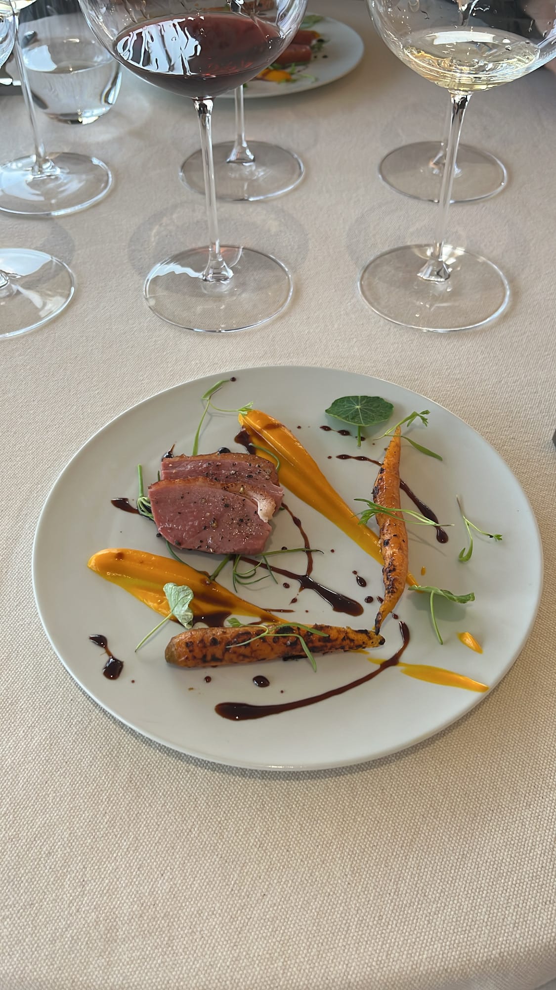 Tender duck steak with smooth carrot puree at Palate Busan